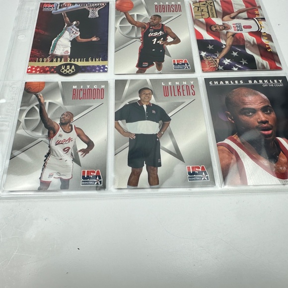 USA Olympics 90's Men's Basketball 18 card lot w/ 96 Silver Foil Olajuwon - Picture 9 of 12